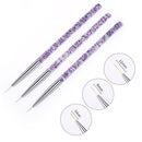 3Pcs Acrylic French Stripe Nail Art Liner Brush Set 3D Tips Manicuring Ultra-thin Line Drawing Pen UV Gel Brushes Painting Tools