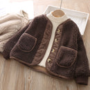 2022 Fall Winter Korean Boys Clothes For Girls Cardigan Granular Velvet Loose Lamb Velvet Warm Children's Jacket Coat For Girls