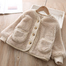 2022 Fall Winter Korean Boys Clothes For Girls Cardigan Granular Velvet Loose Lamb Velvet Warm Children's Jacket Coat For Girls