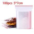 100pcs/pack Resealable Zip Lock Bags Self Seal Clear Plastic Poly Bag Food Storage Package Reclosable Vacuum Fresh Bag