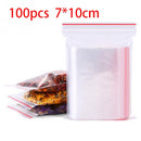 100pcs/pack Resealable Zip Lock Bags Self Seal Clear Plastic Poly Bag Food Storage Package Reclosable Vacuum Fresh Bag