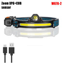 2021 New Style Headlamp Portable Mini COB LED Headlight with Built-in Battery Flashlight USB Rechargeable Head Lamp Hiking Torch