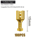 100Pcs/Lot 2.8/4.8/6.3mm Female and Male Crimp Terminal Connector Gold Brass/Silver Car Speaker Electric Wire Connectors Set