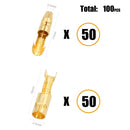 100Pcs/Lot 4.0mm Female and Male Bullet Terminals Connector Gold Brass Wire Connector And Insulating Sleeves for Car