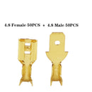 100Pcs/lot 2.8/4.8/6.3mm Female and male Crimp Terminal Connector Gold Brass/Silver Car Speaker Electric Wire Connectors 50 S