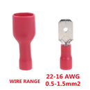 100PCS Insulated Spade Crimp Wire Cable Connector 6.3mm Terminal Male Female Kit 16-14 AWG 22-16AWG 12-10AWG
