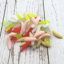 2021 Fishing lure Promotion 50PCS 2cm 0.3g Maggot Grub Soft Fishing Lure Hooks Smell Worms Glow Shrimps Fish Lures hot sale set