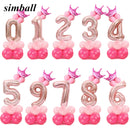 Merry Christmas 1 2 3 4 5 6 7 8 9 Rose Gold Number Foil Balloons Digital Helium Ballon Wedding Decoration Birthday Party Balloon