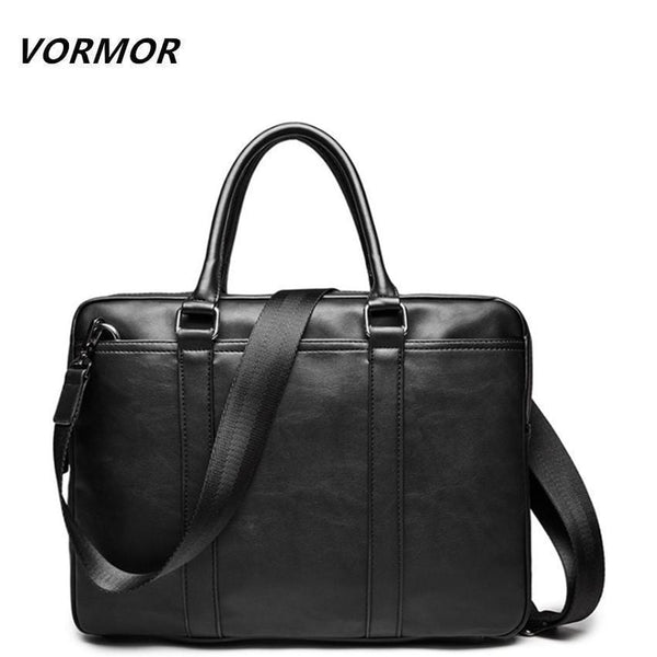 Promotion Simple Famous Brand Business Men Briefcase Bag Luxury Leather Laptop Bag Man Shoulder Bag bolsa maleta-Black-Russian Federation-JadeMoghul Inc.