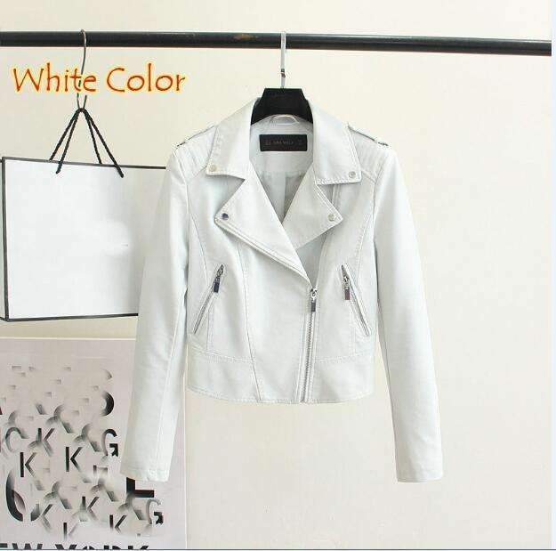 PU Leather Jacket Women Winter And Autumn New Fashion Coat-1603 White-S-JadeMoghul Inc.