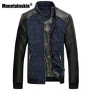 PU Leather Patchwork Men Jackets - Men Smart Outerwear-Wine Red-M-JadeMoghul Inc.