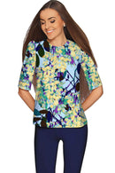 Pure Tenderness Pure Tenderness Sophia Blue Elbow Sleeve Knit Top - Women Sophia Elbow Sleeve Top