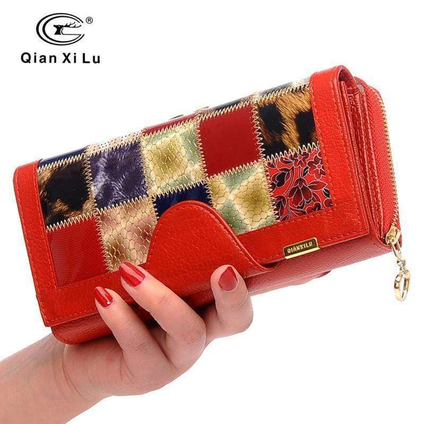 Qianxilu Brand 3 Fold Genuine Leather Women Wallets Coin Pocket Female Clutch Travel Wallet Portefeuille femme cuir AExp
