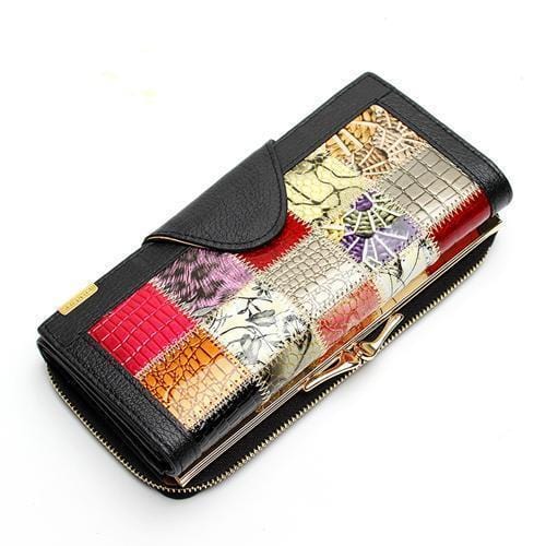 Qianxilu Brand 3 Fold Genuine Leather Women Wallets Coin Pocket Female Clutch Travel Wallet Portefeuille femme cuir-Black-Russian Federation-JadeMoghul Inc.