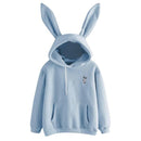 QRWR 2020 Autumn Winter Women Hoodies Kawaii Rabbit Ears Fashion Hoody Casual Solid Color Warm Sweatshirt Hoodies For Women AExp