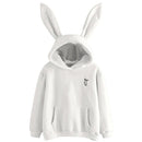 QRWR 2020 Autumn Winter Women Hoodies Kawaii Rabbit Ears Fashion Hoody Casual Solid Color Warm Sweatshirt Hoodies For Women AExp