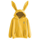 QRWR 2020 Autumn Winter Women Hoodies Kawaii Rabbit Ears Fashion Hoody Casual Solid Color Warm Sweatshirt Hoodies For Women AExp