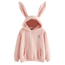 QRWR 2020 Autumn Winter Women Hoodies Kawaii Rabbit Ears Fashion Hoody Casual Solid Color Warm Sweatshirt Hoodies For Women AExp
