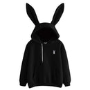 QRWR 2020 Autumn Winter Women Hoodies Kawaii Rabbit Ears Fashion Hoody Casual Solid Color Warm Sweatshirt Hoodies For Women AExp