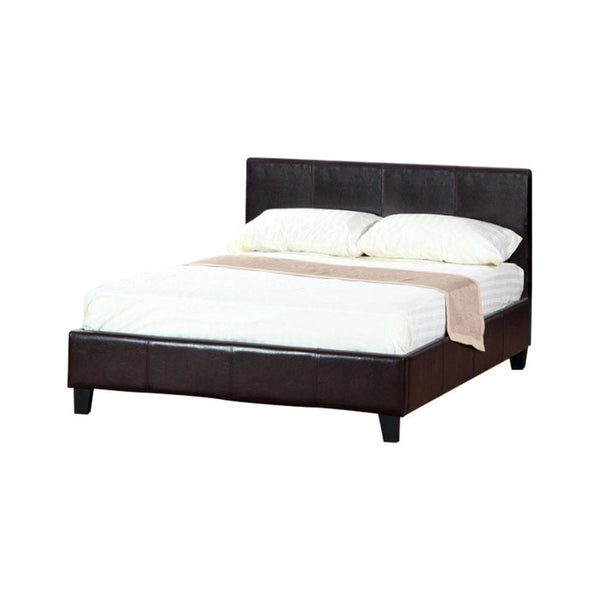 Queen Bed,Espreeso Faux Leather With14 Slats,Black-Platform Beds-Black-Faux Leather-JadeMoghul Inc.