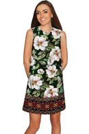 Queen of Flowers Adele Green Printed Shift Dress - Women-Queen of Flowers-XS-Green/White-JadeMoghul Inc.