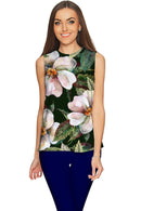 Queen of Flowers Emily Green Print Sleeveless Top - Women-Queen of Flowers-XS-Green/White-JadeMoghul Inc.