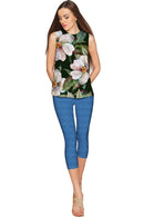 Queen of Flowers Queen of Flowers Emily Green Print Sleeveless Top - Women Emily Sleeveless Top