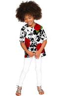 Queen Power Queen Power Sophia Floral Print White Knit Dressy Top - Girls Sophia Elbow Sleeve Top