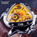 Racing / Geometric Triangle Design Genuine Leather Strap Men Watch-Bellow-JadeMoghul Inc.