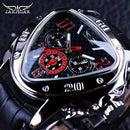 Racing / Geometric Triangle Design Genuine Leather Strap Men Watch-Black Golden-JadeMoghul Inc.