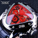 Racing / Geometric Triangle Design Genuine Leather Strap Men Watch-Red-JadeMoghul Inc.