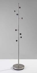 Racks Clothes Rack - 12" X 67.5" Brushed Steel Brushed Steel Coat Rack HomeRoots