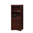 Racks & Shelves Solid Wood Book Shelf with Spacious Storage and Built In USB Plug, Brown Benzara