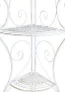 Racks Steel Rack - 16" X 3'.5" X 67'.5" Antique White Steel Corner Bakers Rack with Shelves HomeRoots