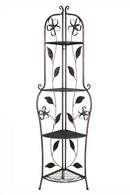 Racks Steel Rack 16" X 3'.5" X 67'.5" Copper Steel Corner Bakers Rack with Shelves 9710 HomeRoots