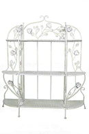 Racks Steel Rack - 25" X 5" X 50" Antique White Steel Bakers Rack with Shelves HomeRoots
