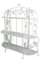 Racks Steel Rack - 25" X 5" X 50" Antique White Steel Bakers Rack with Shelves HomeRoots