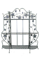 Racks Steel Rack - 25" X 5" X 50" Blackened Brass Steel Bakers Rack with Shelves HomeRoots
