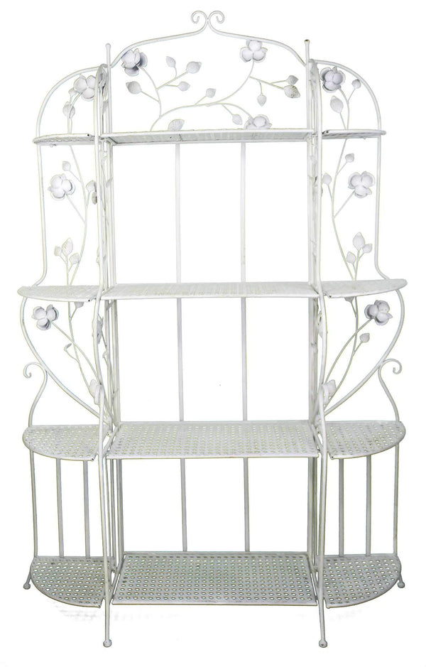 Racks Steel Rack - 25" X 5" X 68" Antique White Steel Antique White Bakers Rack with Shelves HomeRoots