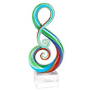 Living Room Decor - Rainbow Murano Style Art Glass Note Centerpiece on Crystal Base 11"