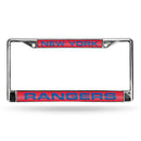 RANGERS - NY ® LASER CHROME FRAME - NEW RED BACKGROUND WITH ROYAL LETTERS-FCL Chrome Laser License Frame-JadeMoghul Inc.