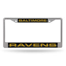 Mustang License Plate Frame Ravens Laser Chrome Frame