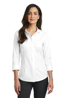 Red House Ladies 3/4-sleeve Nailhead Non-iron Shirt. Rh690 - White - L-Woven Shirts-JadeMoghul Inc.