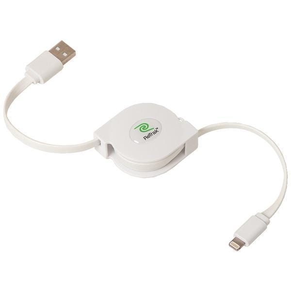 Retractable Charge & Sync USB Cable with Lightning(R) Connector, 3ft (White)-USB Charge & Sync Cable-JadeMoghul Inc.