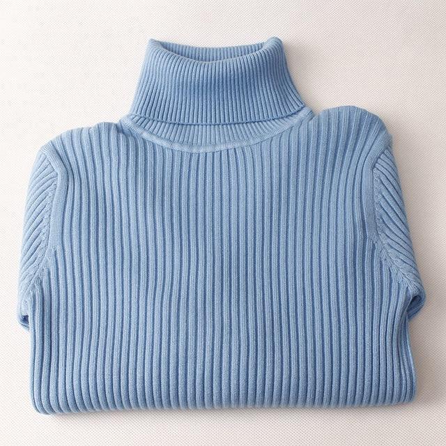 Ribbed Turtleneck Warm Sweater-Blue-One Size-JadeMoghul Inc.