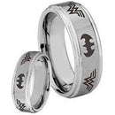 Rings And Bands Batman Ring White Tungsten Carbide Wonder Woman and Batman Step Ring Titanium