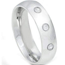Rings And Bands Black Diamond Ring White Tungsten Carbide Dome Ring With 0.12ct Genuine White Diamond Titanium