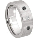 Rings And Bands Black Diamond Ring White Tungsten Carbide With 0.12ct Genuine White Black Diamond Titanium