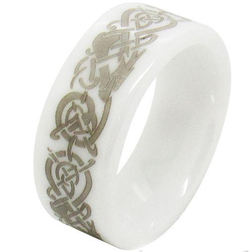 Rings And Bands Ceramic Rings White Ceramic Pipe Cut Flat Dragon Ring Titanium