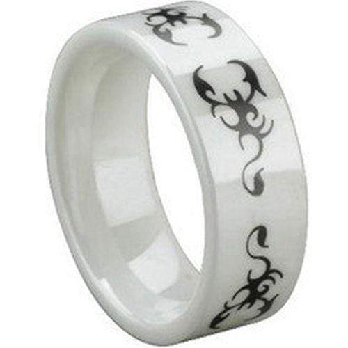 Rings And Bands Ceramic Rings White Ceramic Pipe Cut Flat Scorpion Ring Titanium